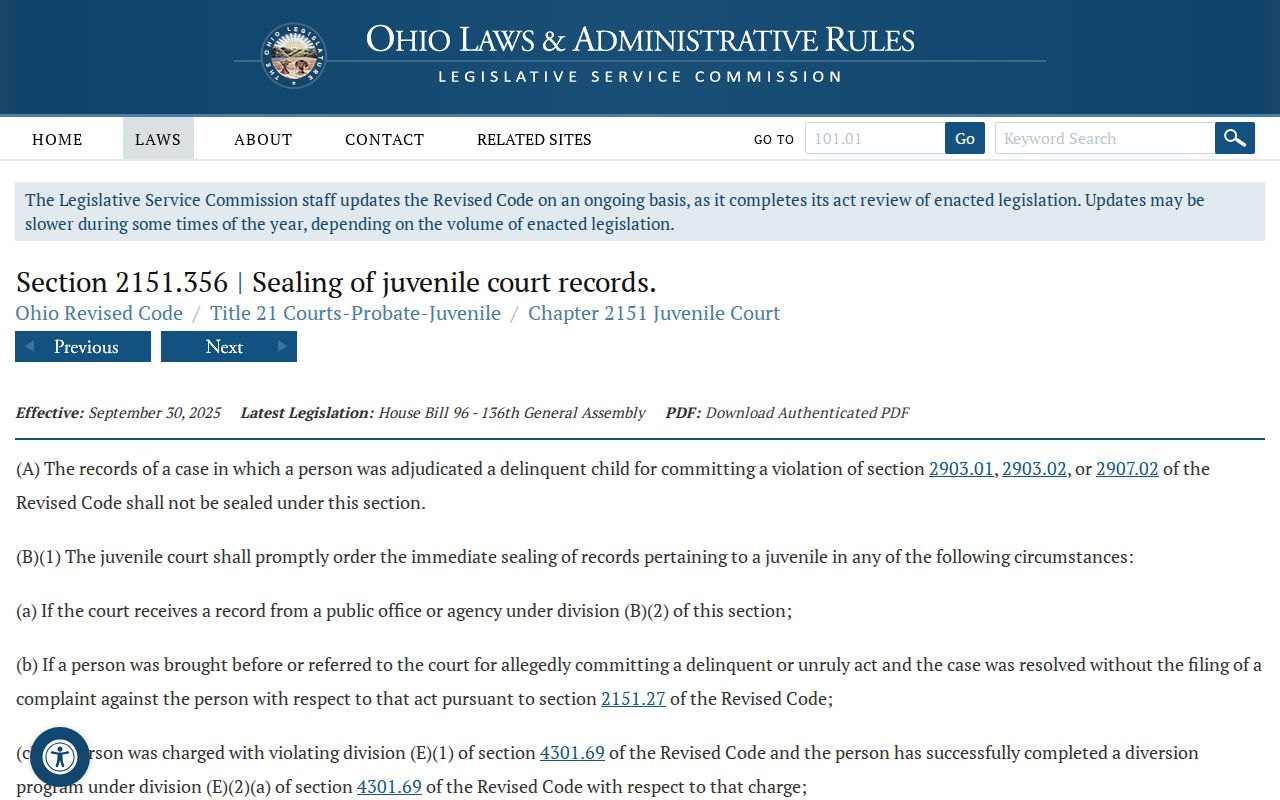 Auglaize County docket search and juvenile record sealing rules