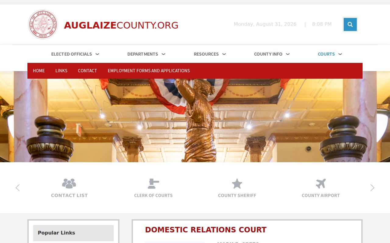 Auglaize County civil court dockets and Domestic Relations Court