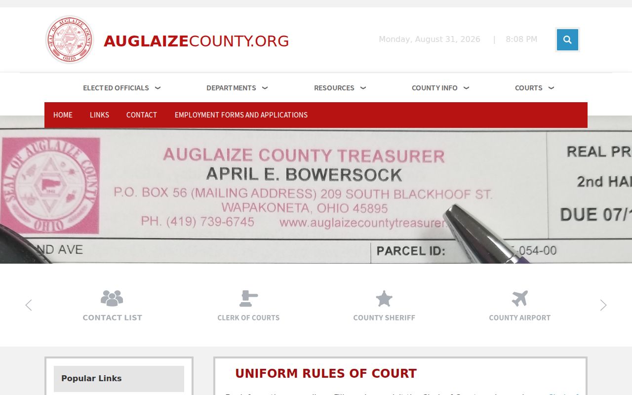 Auglaize County court schedule and Common Pleas Uniform Rules
