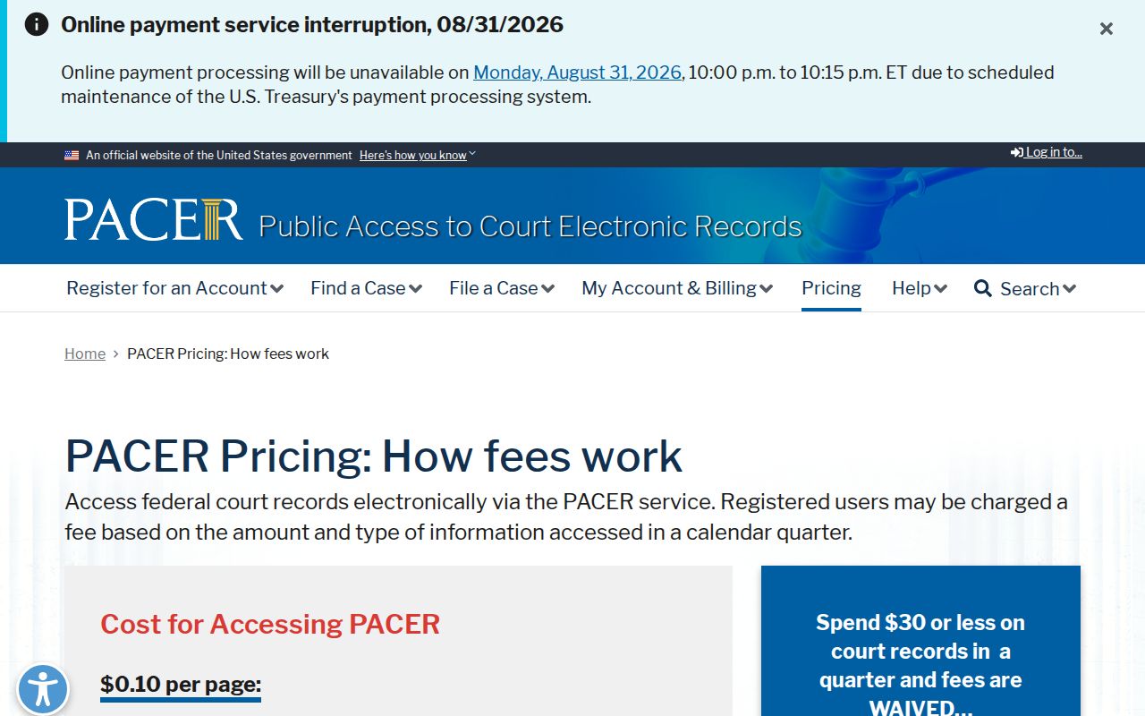 Auglaize County court case records federal PACER access distinction