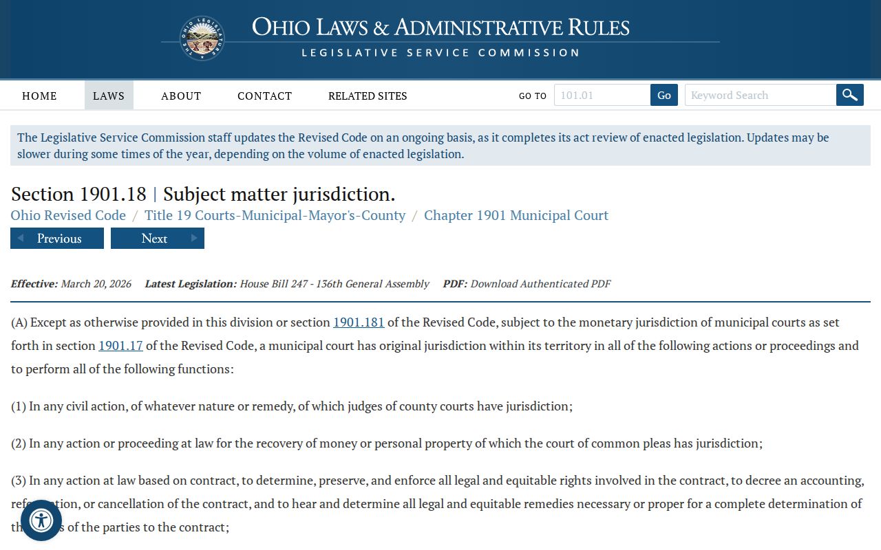 Auglaize County traffic court records Municipal Court jurisdiction