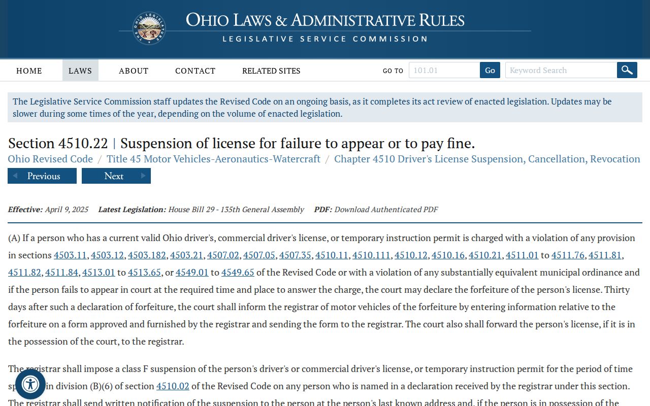 Auglaize County traffic court record nonappearance and payment law