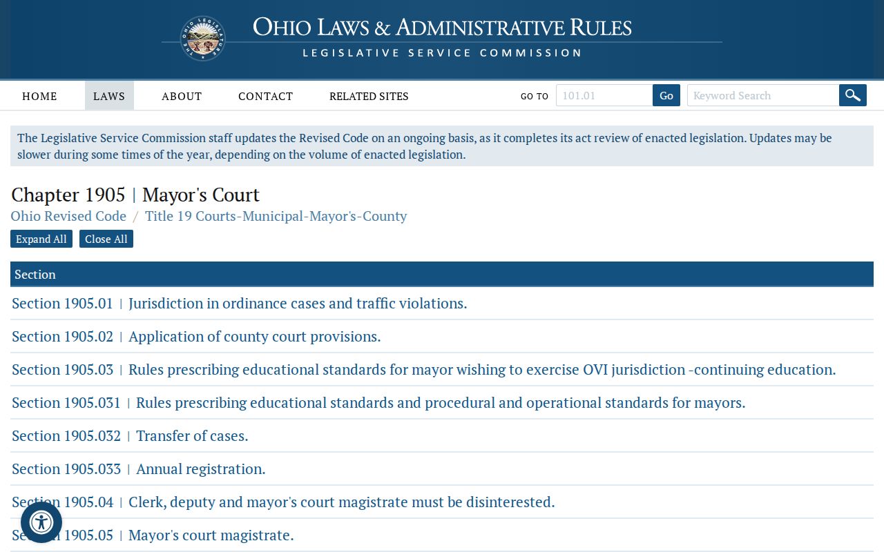 Minster court records Ohio Mayor's Court statutory framework