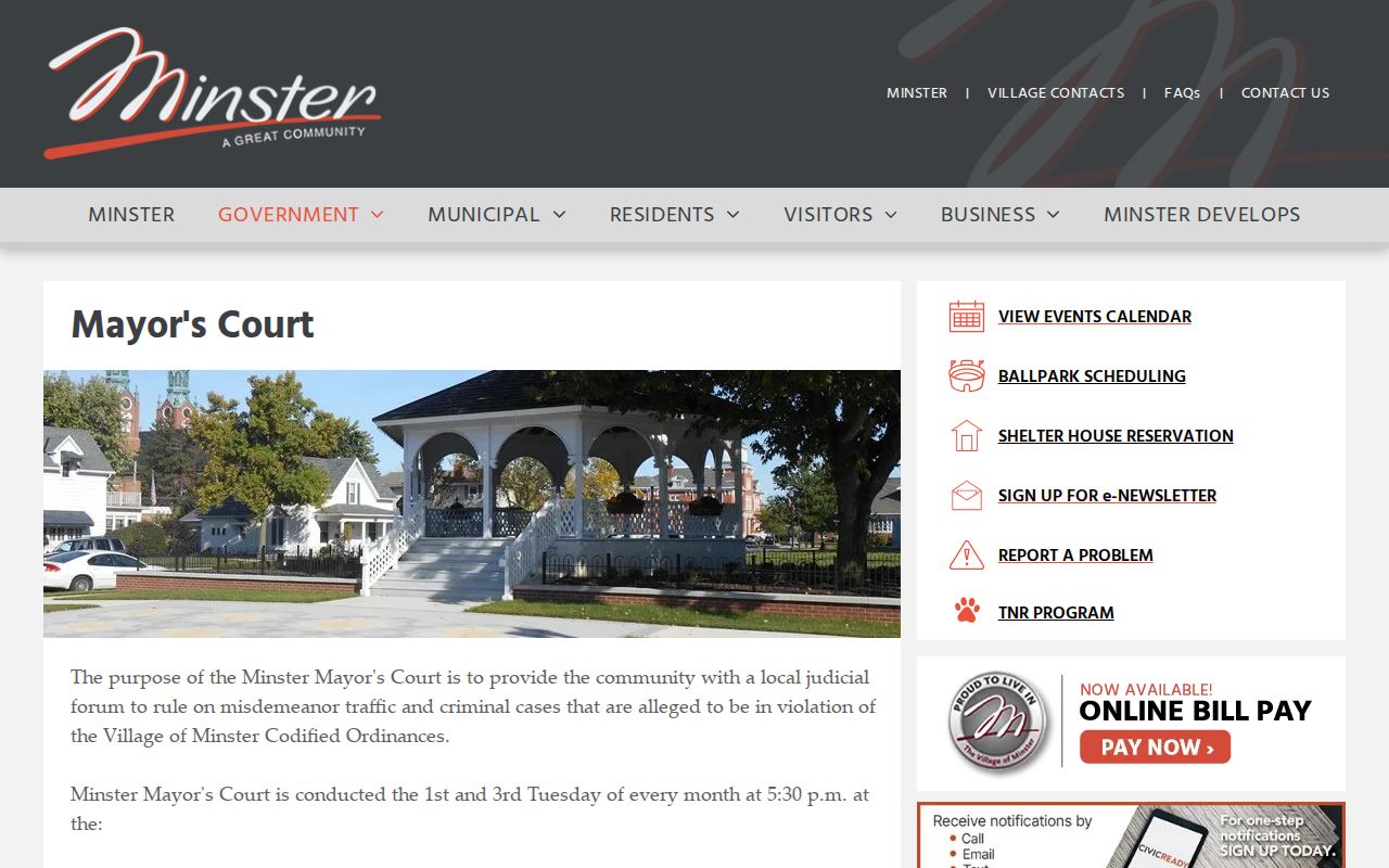 Minster court records Mayor's Court information